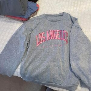 SHEIN Gray and Pink Crew Neck Sweater